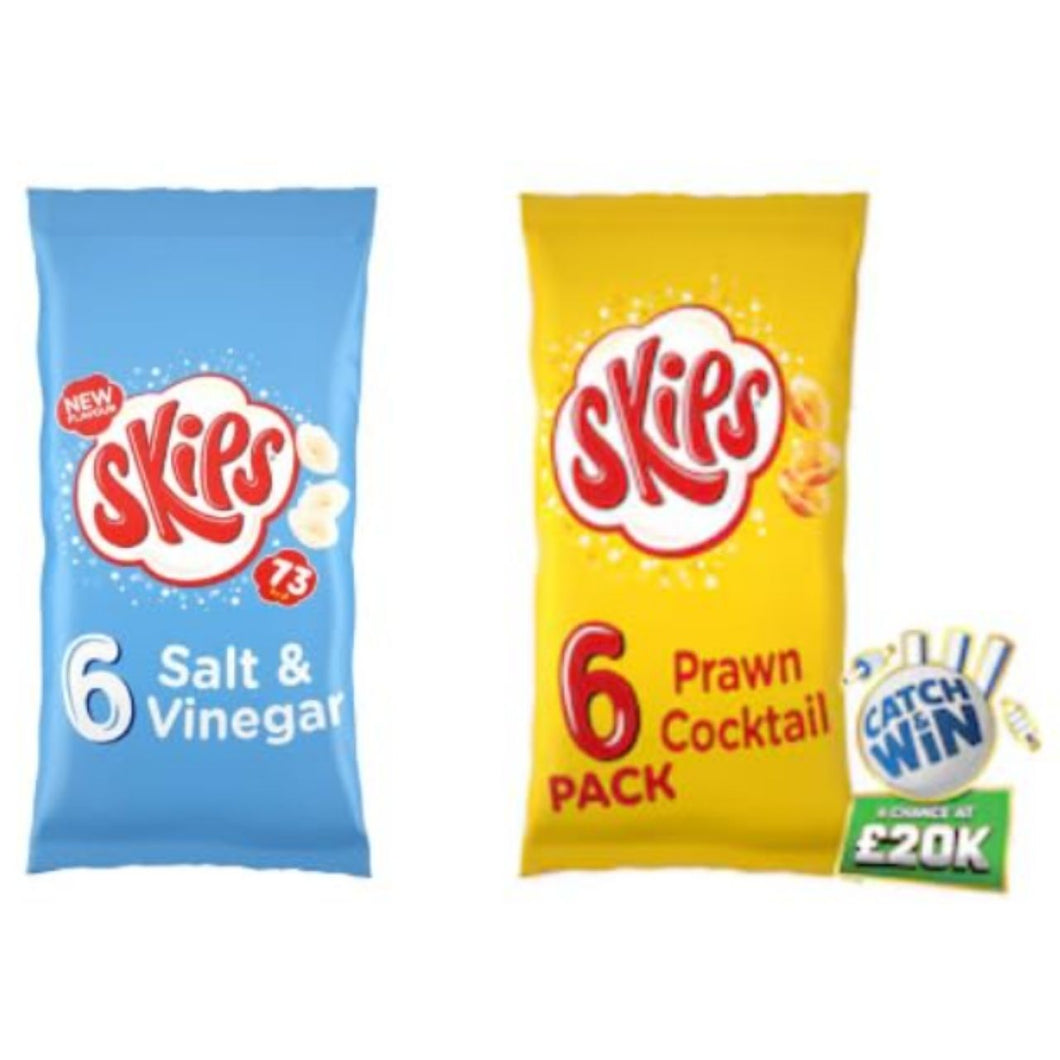 Skips Crisps Multipack, Salt & Vinegar and Prawn Cocktail Flavours
