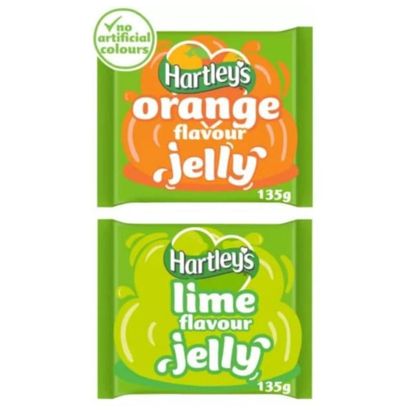 Hartley's Orange and Lime Flavour Jelly, No Artificial Colours, 135g, Pack of 2