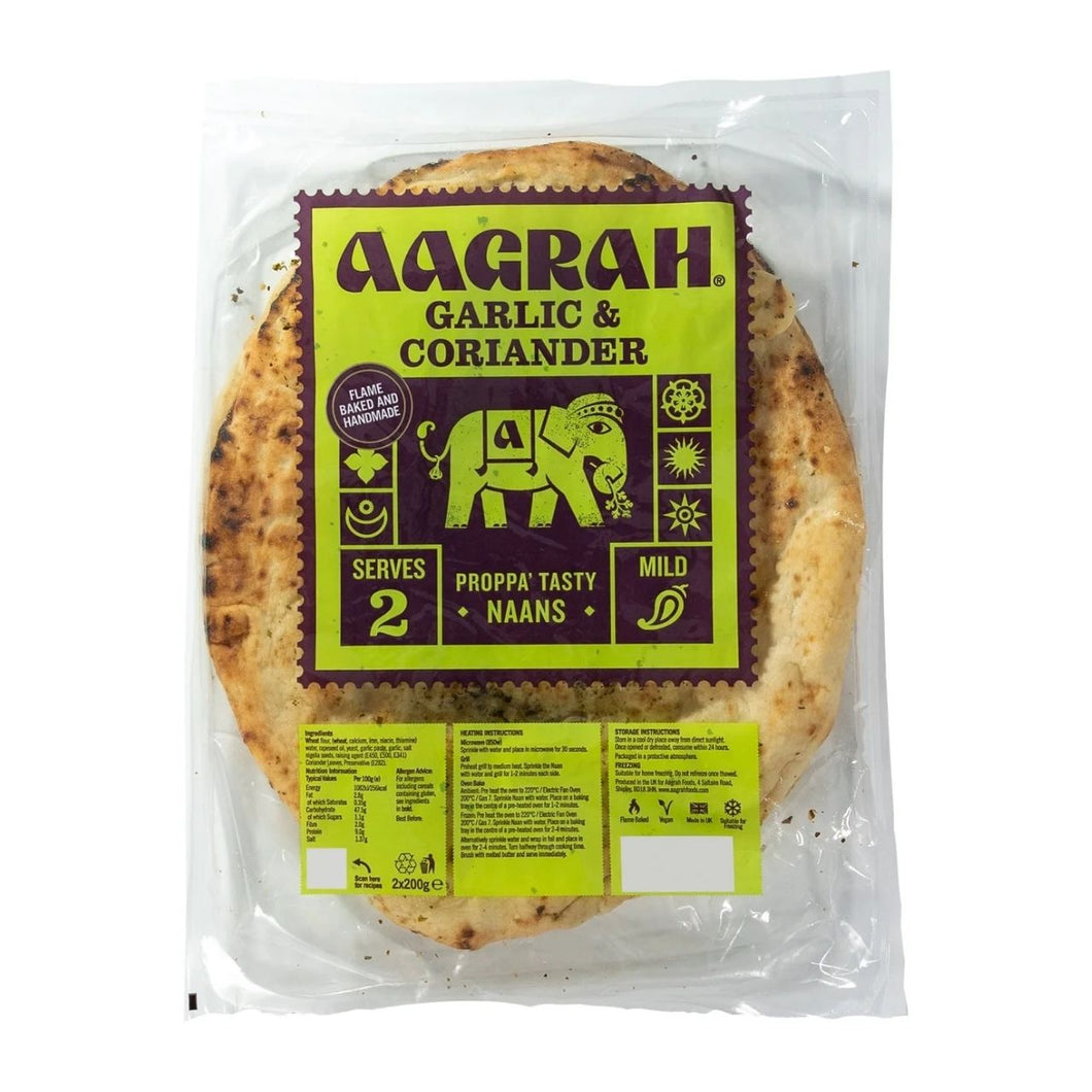 Aagrah Garlic & Coriander Family Size Naan 2x200g