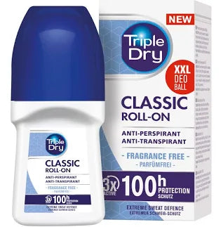 Triple Dry Classic Fragrance Free Anti Perspirant Roll On, 50ml