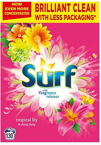 Surf Tropical Lily Laundry Detergent Powder 130 Washes, 8.4Kg