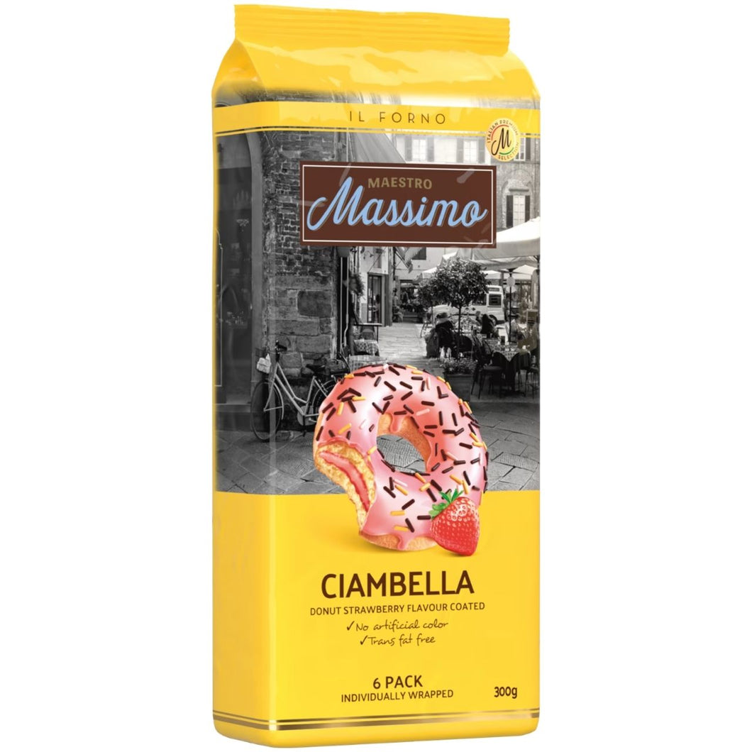Maestro Massimo Ciambella Donut Strawberry Flavour Coated - 6 Pack 300g