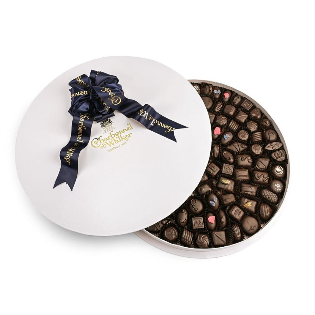 Charbonnel et Walker  Luxurious 2000g Boite Blanche with Fine Dark Chocolates ( with alcohol)