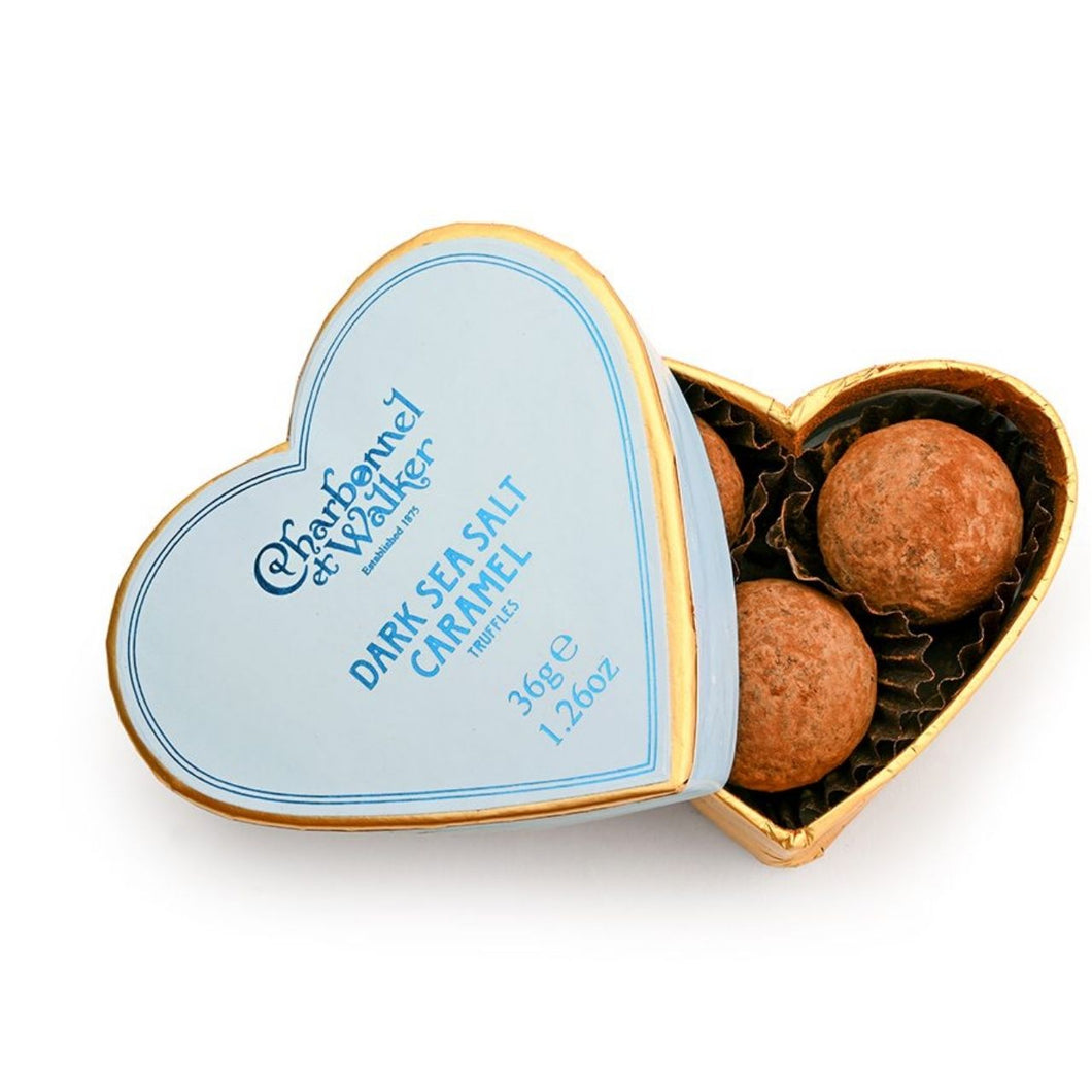 Charbonnel et Walker Dark Sea Salt Caramel Chocolate Truffles Mini Heart 36g