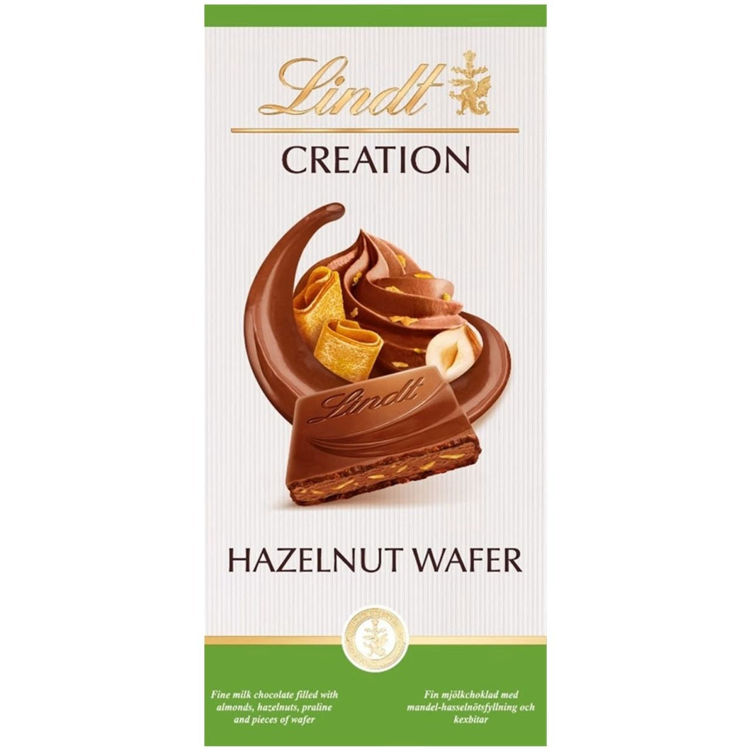 Lindt Creation Bar - Hazelnut Wafer Milk Chocolate 150g