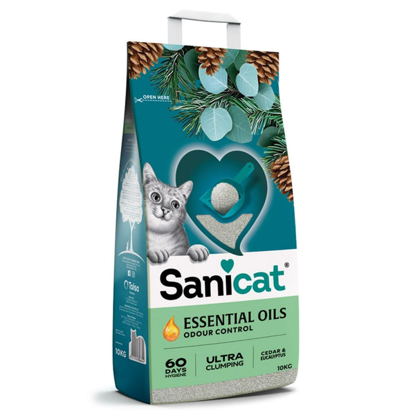 Sanicat Essential Oils Cedar and Eucalyptus Ultra Clumping Clay Cat Litter 10kg