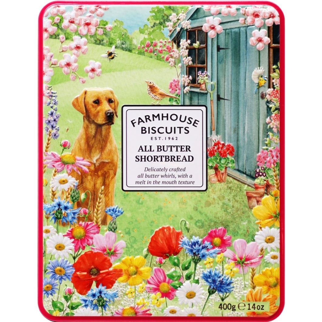 Farmhouse Biscuits All Butter Shortbread in Paws & Petals Tin 400g
