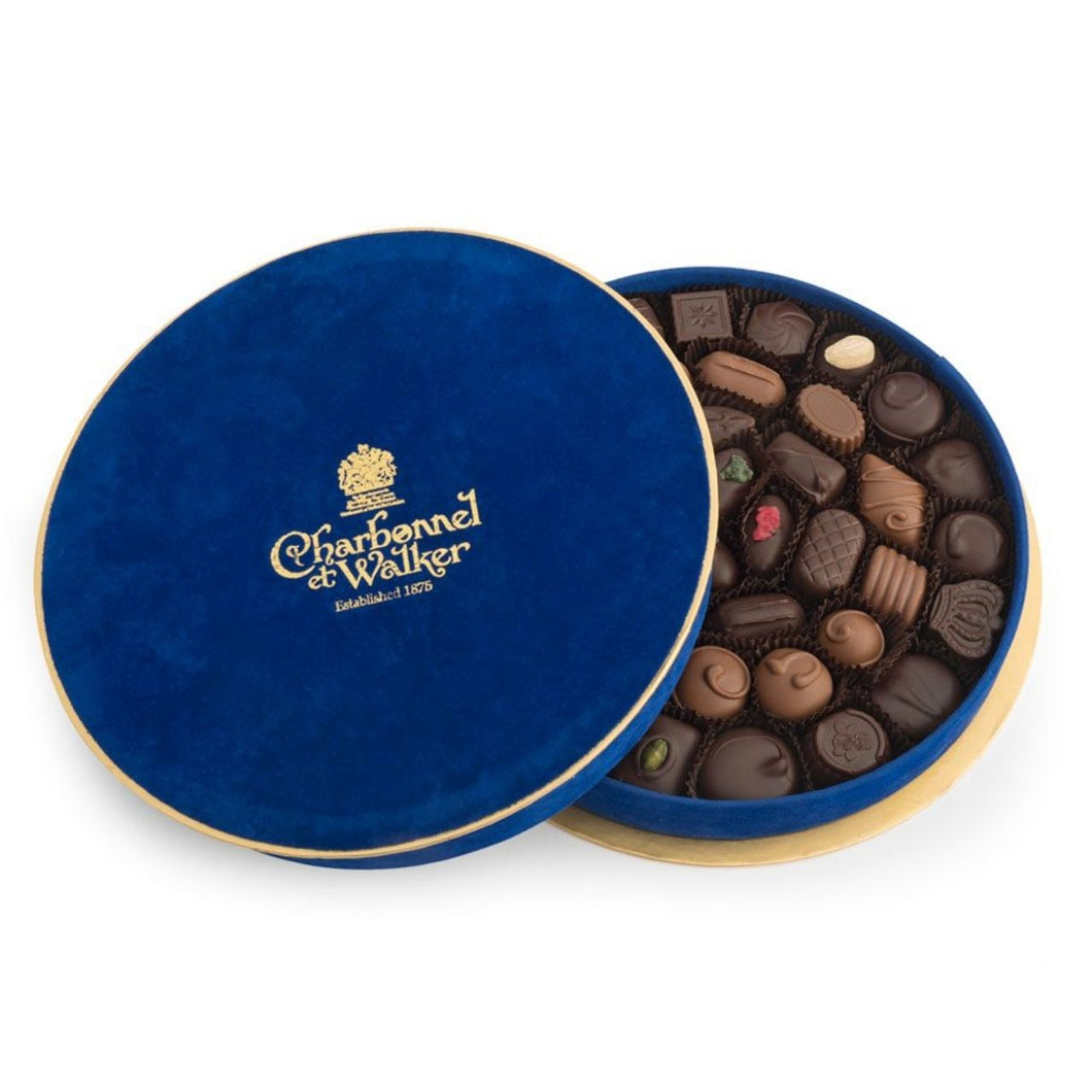 Charbonnel et Walker Boite Marine – Blue Velvet with Fine Milk and Dark Chocolates – 500g (with alcohol)