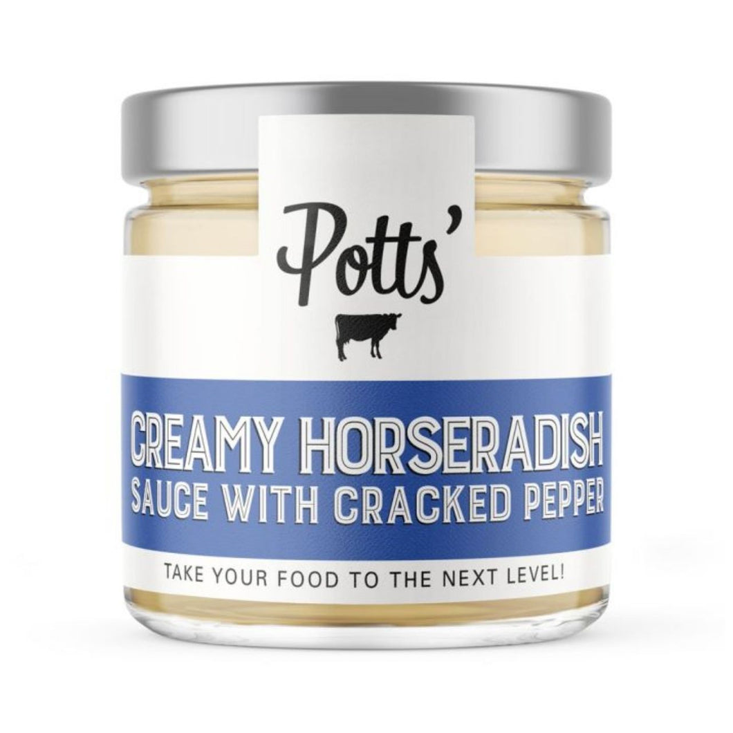 Potts Creamy Horseradish Sauce with Cracked Pepper 180g