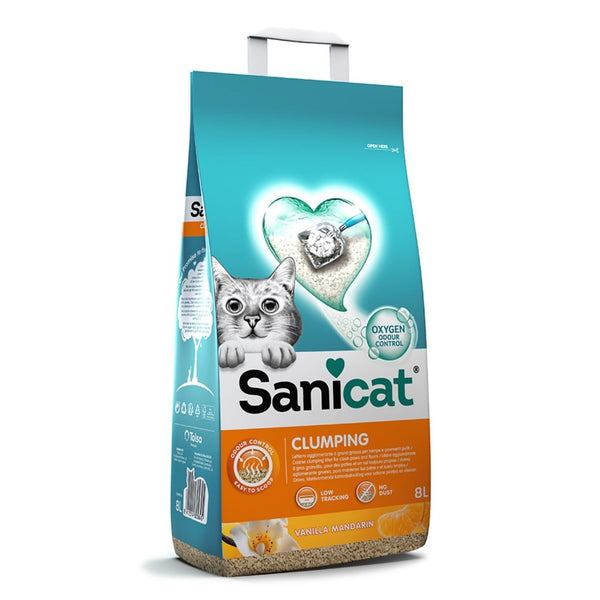 Sanicat Vanilla and Mandarin Scented Clumping Cat Litter 8 Litre