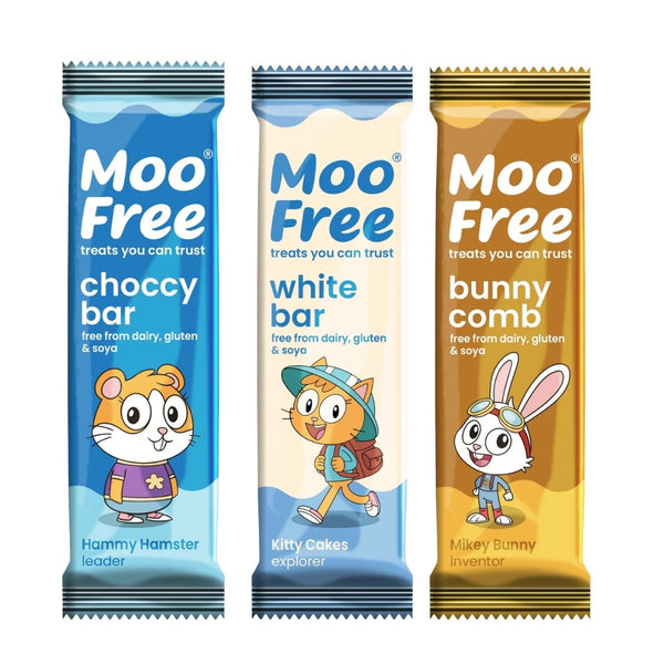 Moo Free Mini Moo Bar, Chocolate Bar Selection Pack 20g X 6