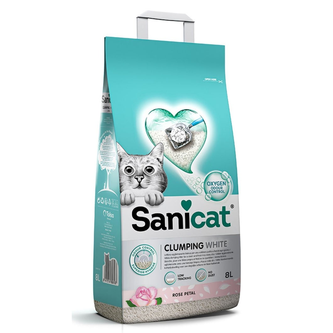 Sanicat White Rose Petal Scented Clumping Cat Litter 8 Litre