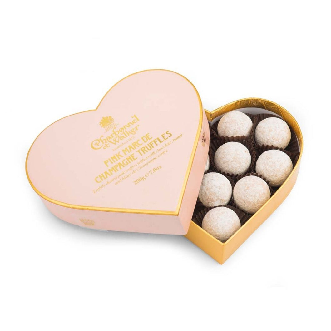 Charbonnel et Walker  Pink Marc de Champagne Chocolate Truffles Heart 200g