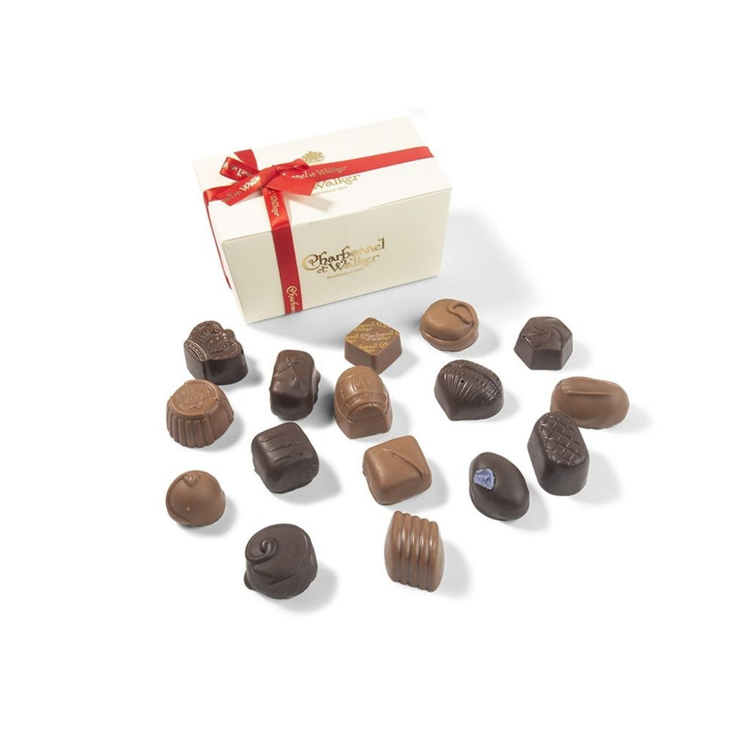 Charbonnel et Walker Large Fine Milk & Dark Chocolate Ballotin Gift Box with Red Ribbon