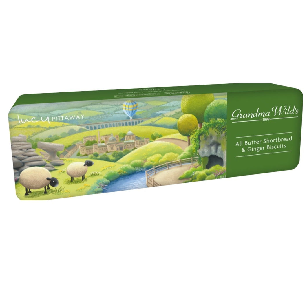 Grandma Wild's Assorted Biscuits in Embossed Lucy Pittaway Countryside Tin 300g