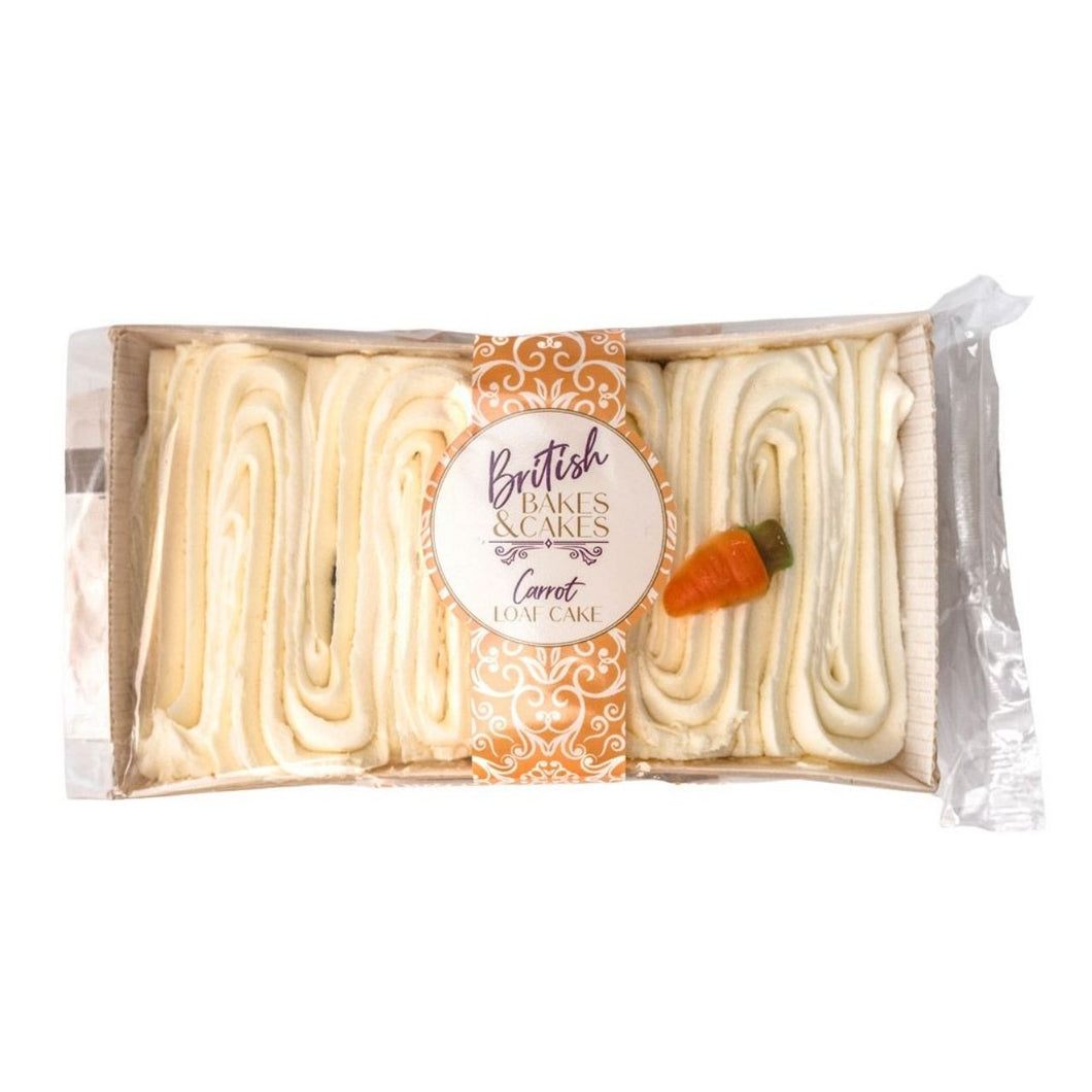 British Bakes & Cakes Carrot Iced Loaf Cake Topped with Candy Carrots 290g