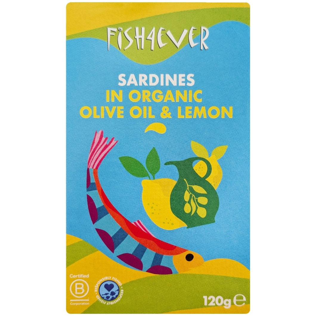 Fish 4 Ever Sardines in Organic Olive Oil & Lemon 120g