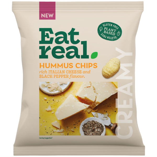 Eat Real Hummus Chips - Rich Italian Cheese & Black Pepper Flavour 45g