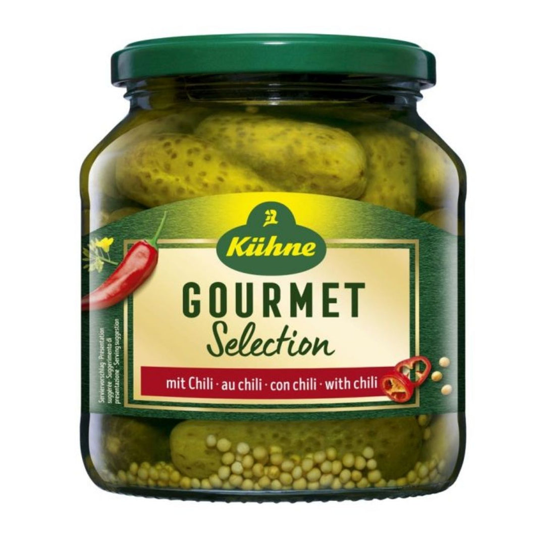 Kuhne Gourmet Selection Gherkins with Chilli's 530g