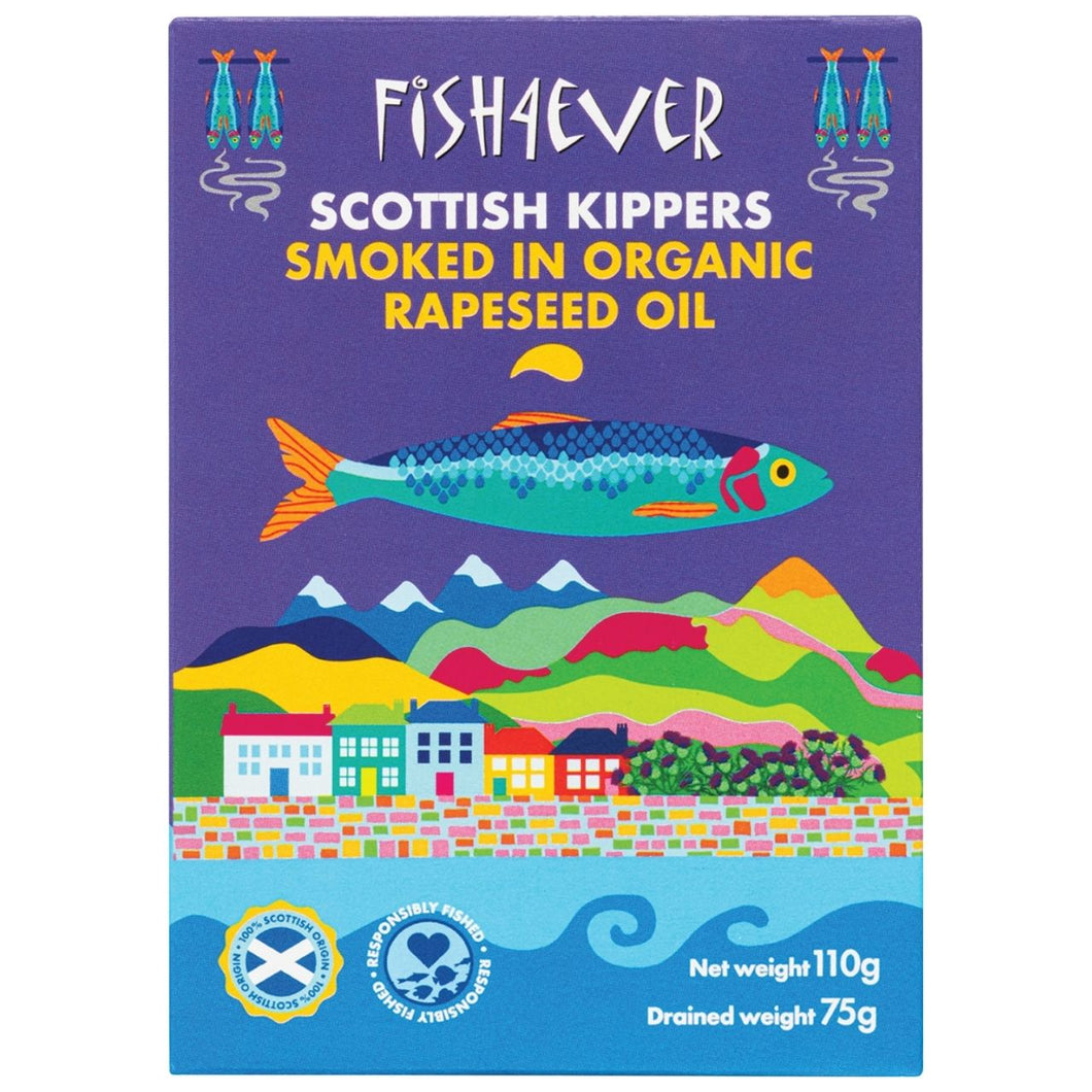 Fish 4 Ever Smoked Kippers in Organic Rapeseed Oil 110g