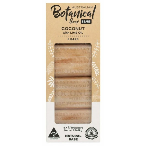 Australian Botanical Soap - Coconut with Lime Oil,  8 x 193g