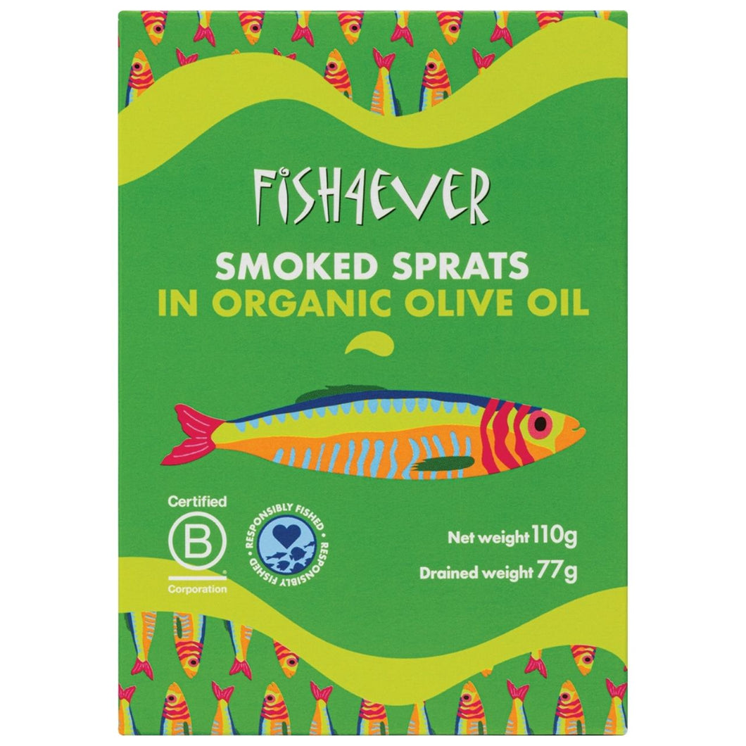 Fish 4 Ever Smoked Sprats in Organic Olive Oil 110g