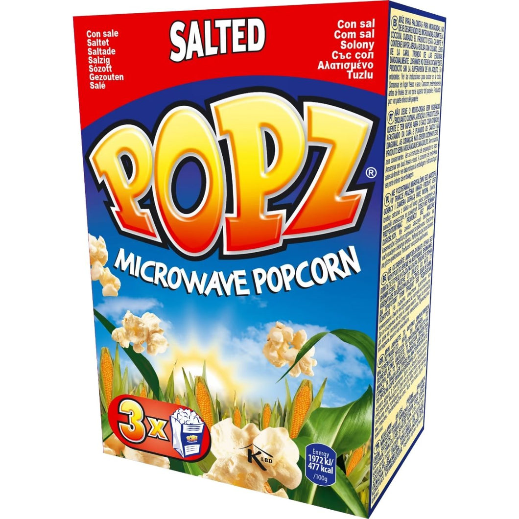 Popz Microwave Popcorn - Salted (3x90g)