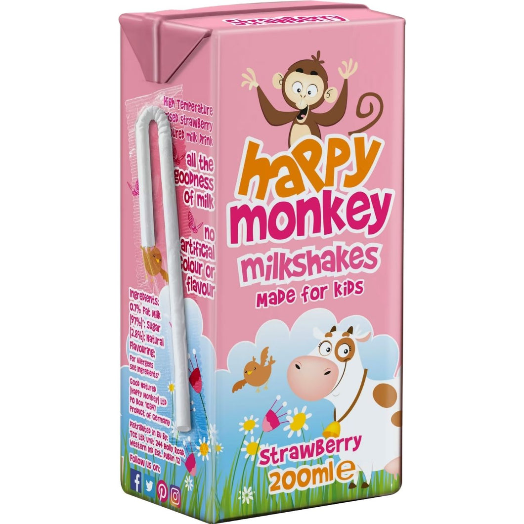 Happy Monkey Milkshakes Made for Kids - Strawberry 200ml