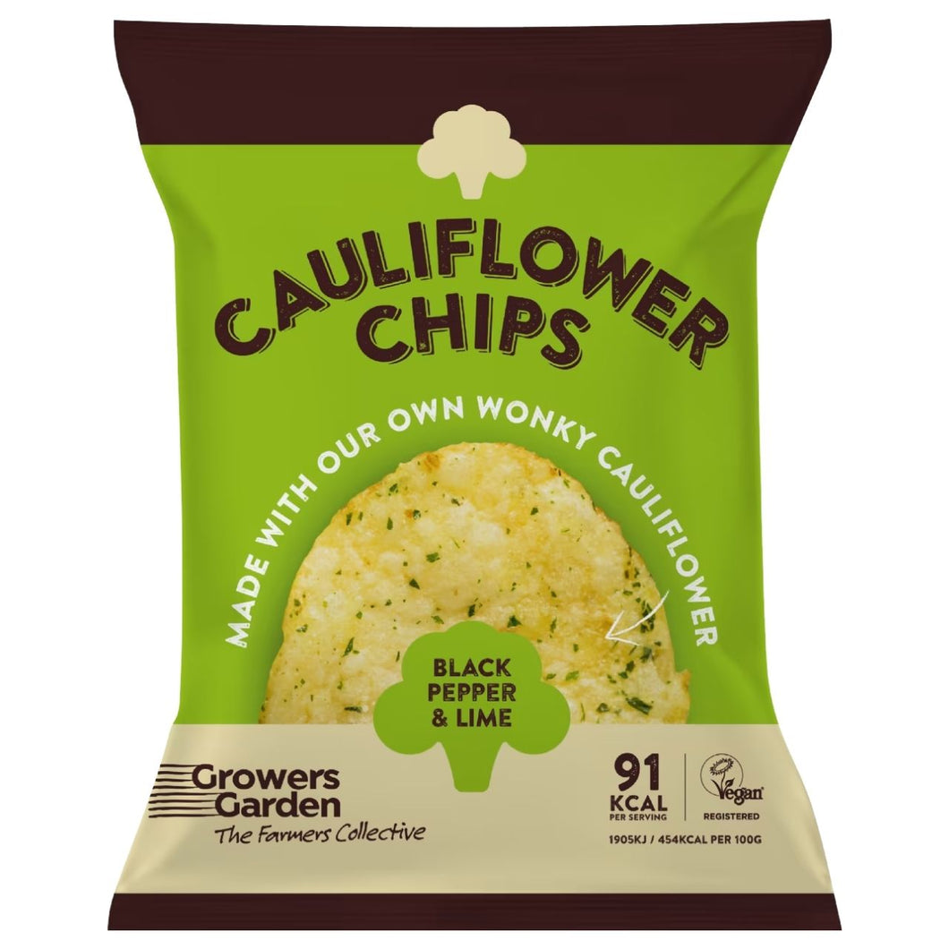 Growers Garden Cauliflower Chips - Black Pepper & Lime 84g
