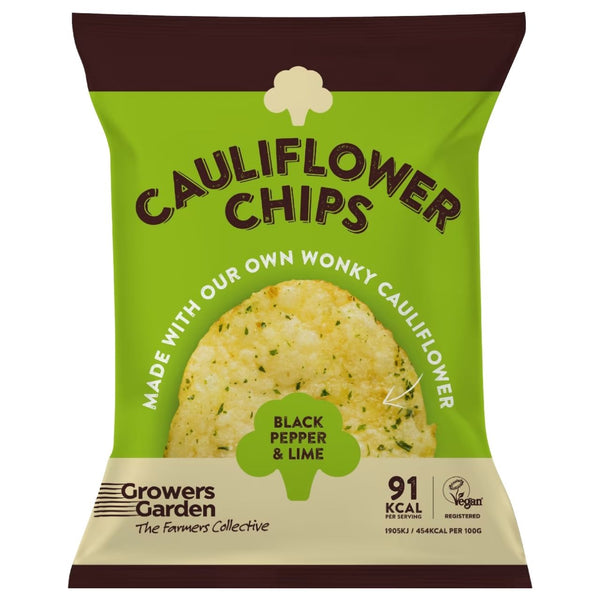 Growers Garden Cauliflower Chips - Black Pepper & Lime 84g