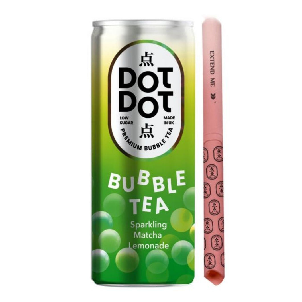 Dot Dot Sparkling Matcha Lemonade Bubble Tea Can with Straw 250ml