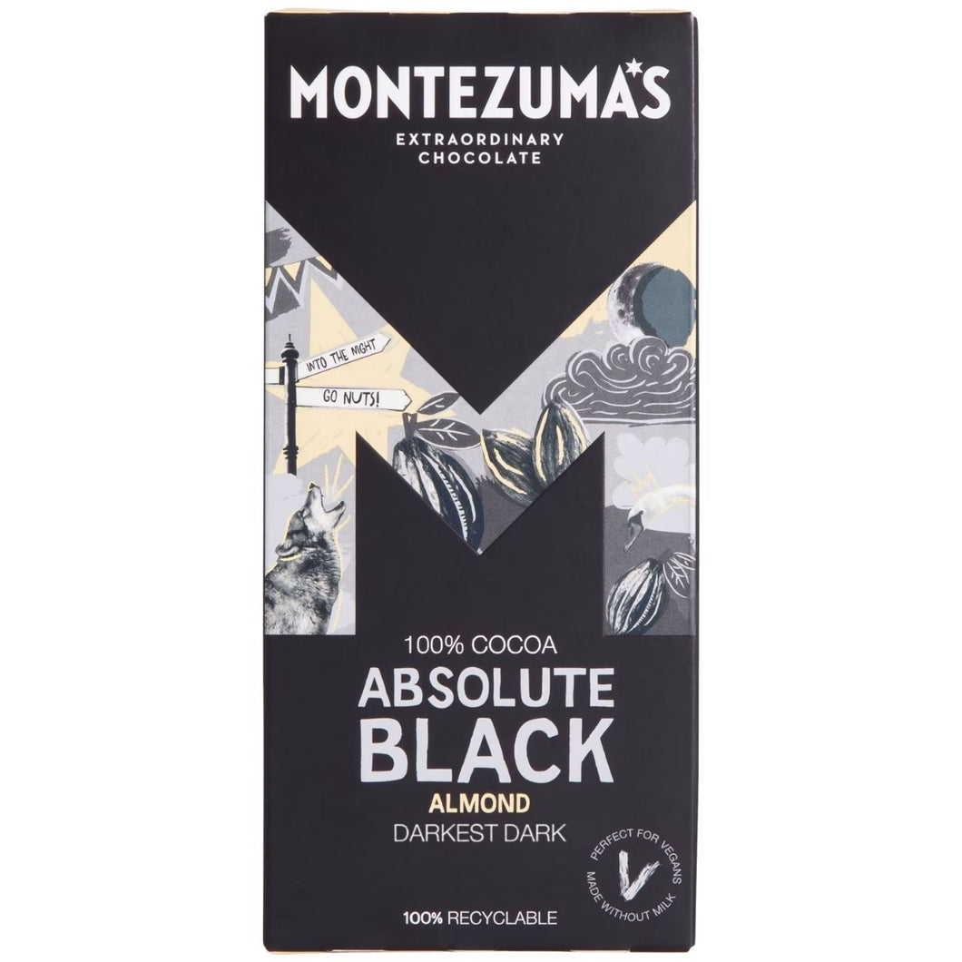 Montezuma's Absolute Black - 100% Cocoa with Almond Bar 90g