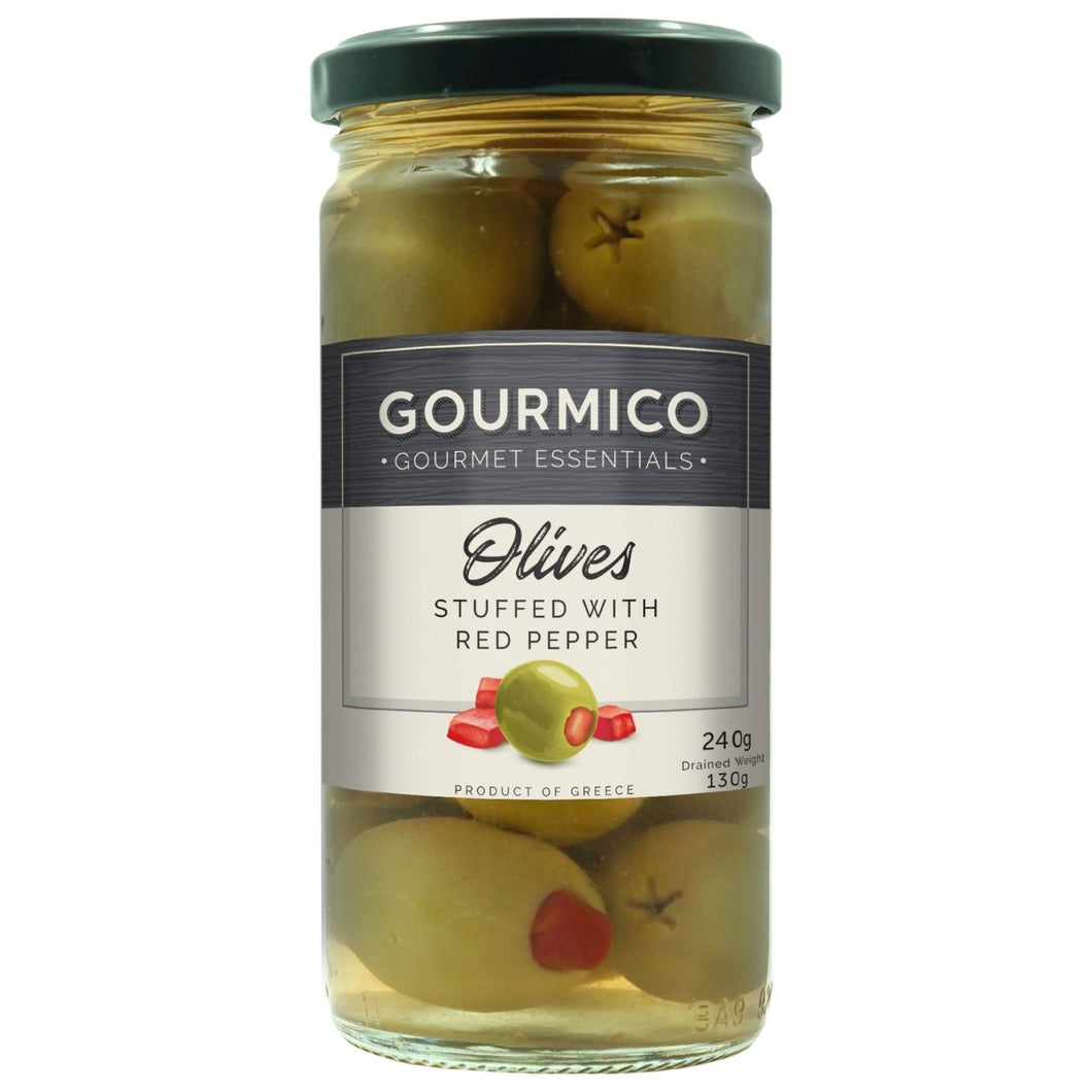 Gourmico Green Olives Stuffed with Red Pepper 240g