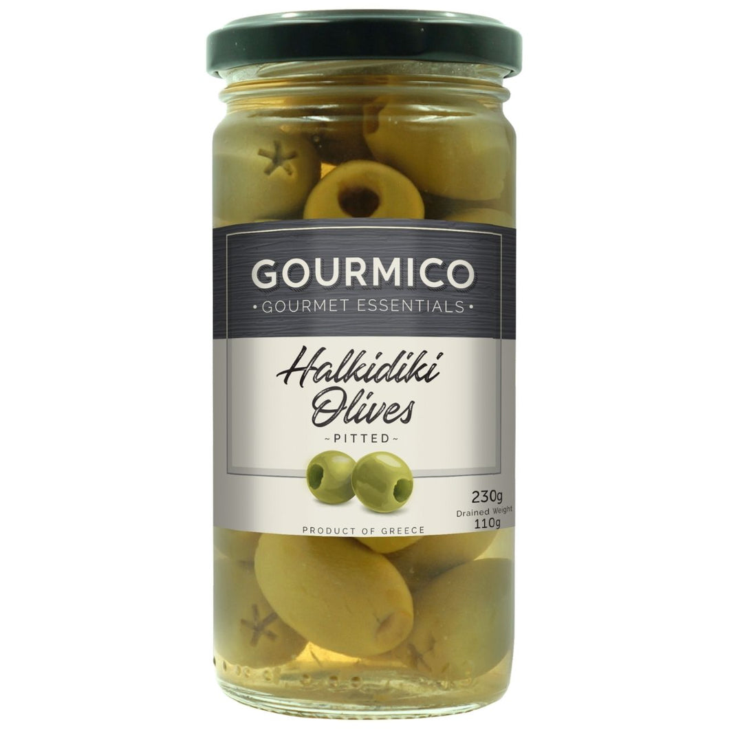 Gourmico Halkidiki Pitted Green Olives 230g