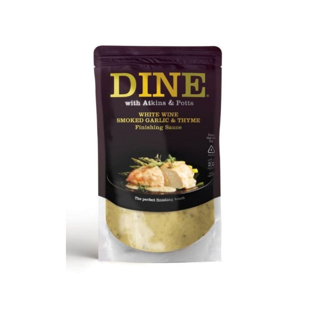 Atkins & Potts Dine In  White Wine, Smoked Garlic and Thyme Finishing Sauce 350g