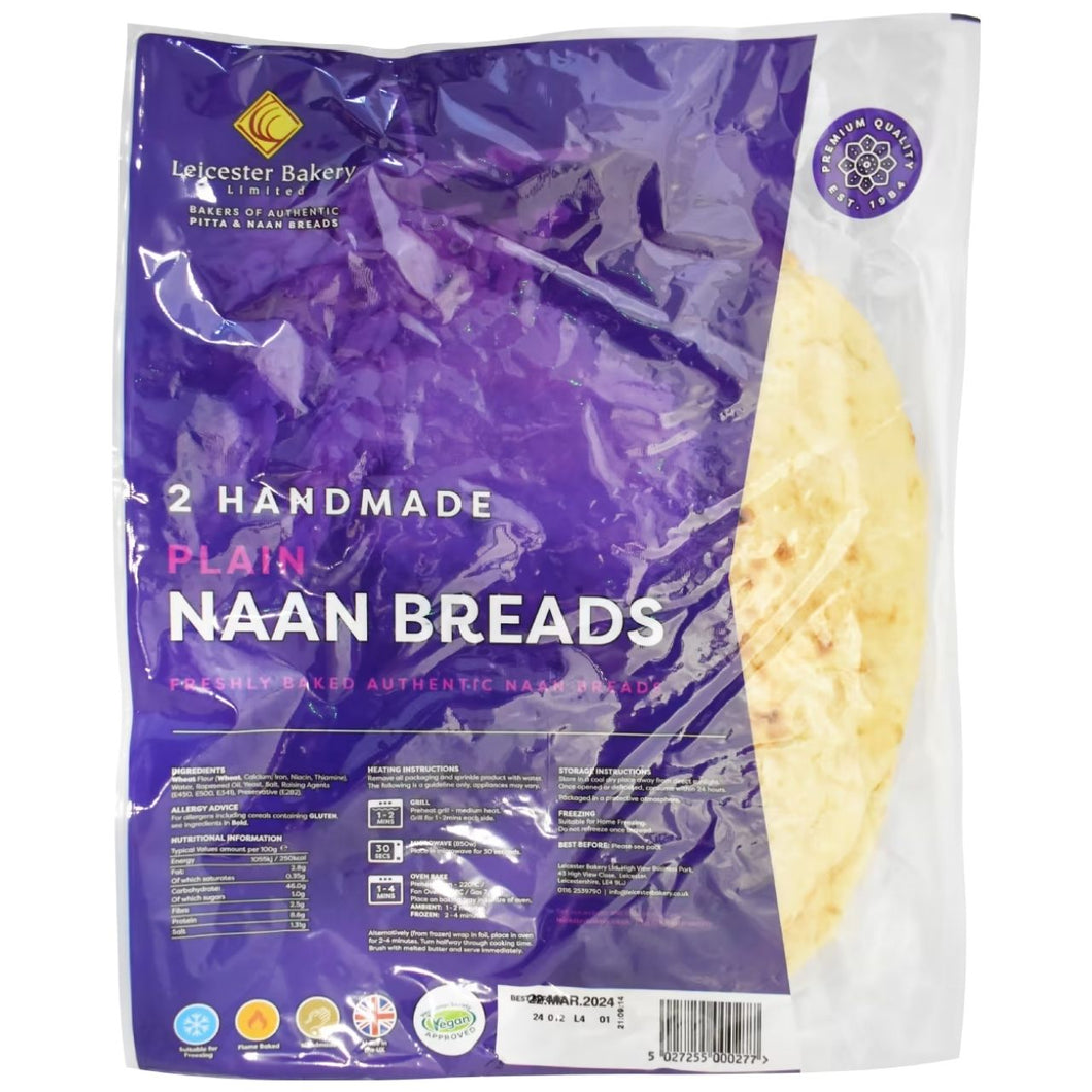 Leicester Bakery 2 Handmade Plain Naan Breads
