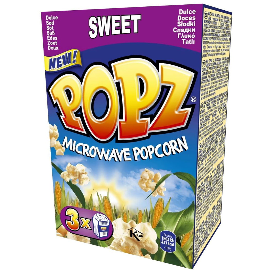 Popz Microwave Popcorn - Sweet (3x90g)