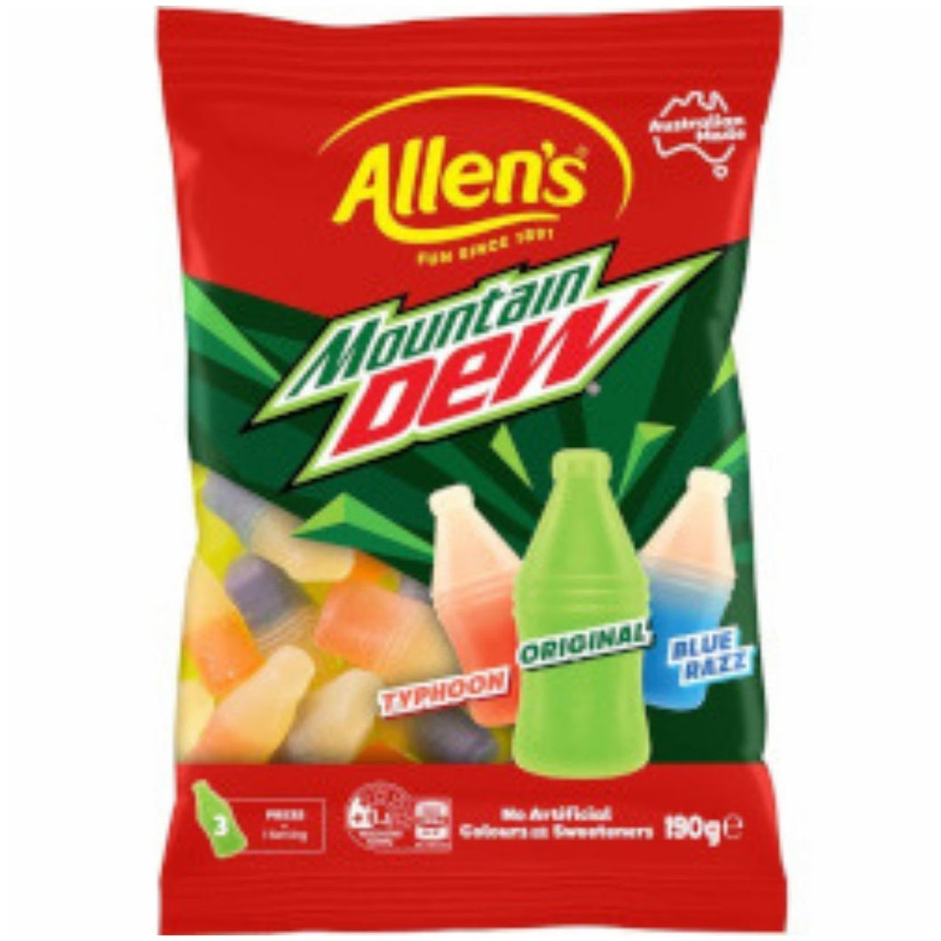 Allens Mountain Dew Soda Bottles 190g