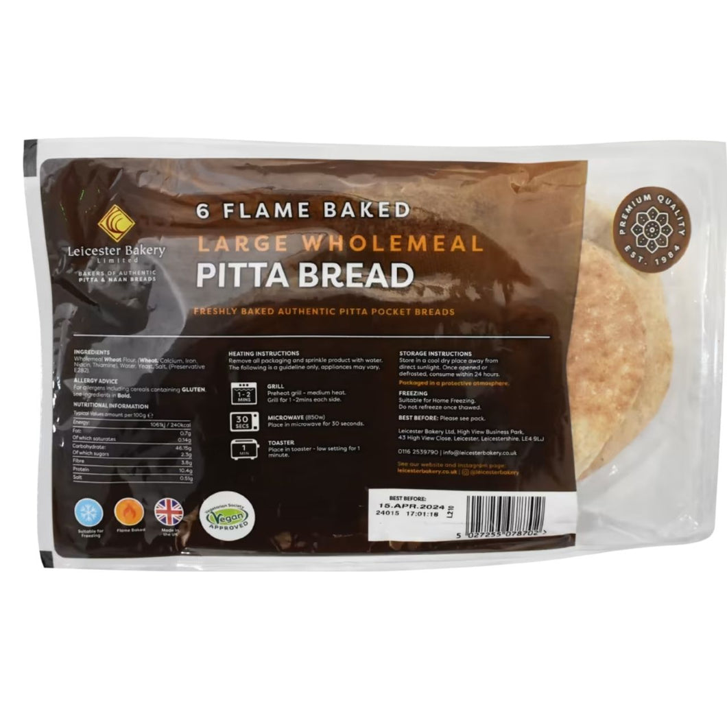 Leicester Bakery 6 Wholemeal Pitta Breads