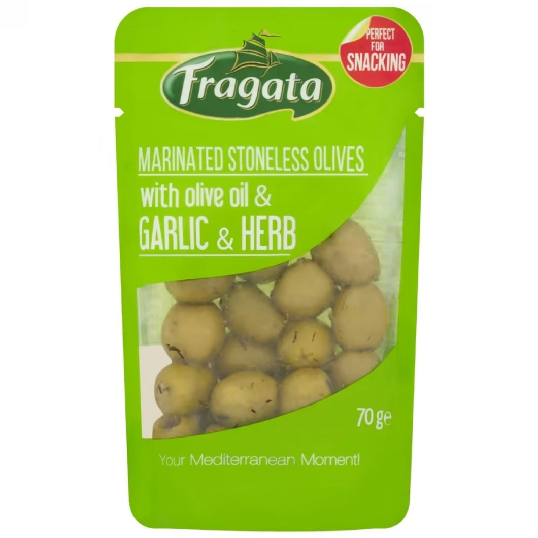 Fragata Marinated Stoneless Olives with Olive Oil, Garlic & Herb 70g