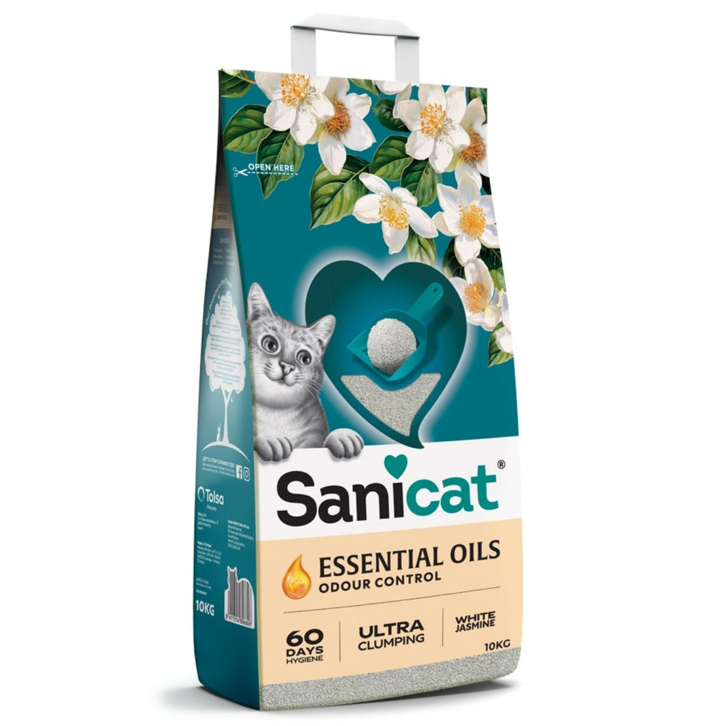 Sanicat Essential Oils White Jasmine Ultra Clumping Clay Cat Litter 10kg