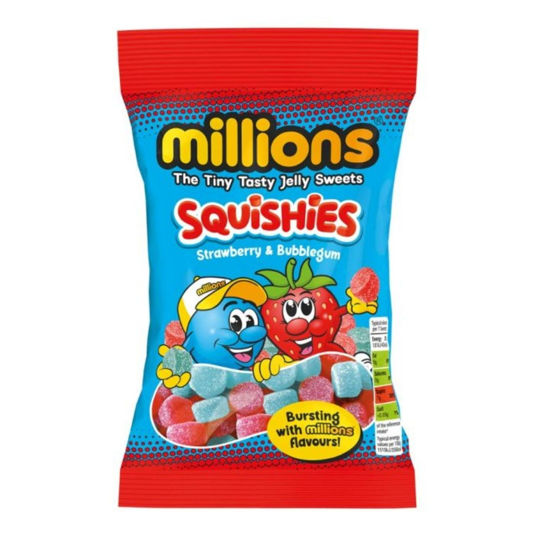 Millions Squishies Strawberry & Bubblegum Jelly Sweets 130g