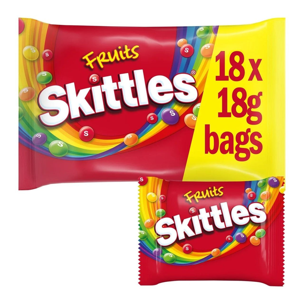Skittles Vegan Chewy Sweets Fruit Flavoured Funsize Bags 18 x 18g