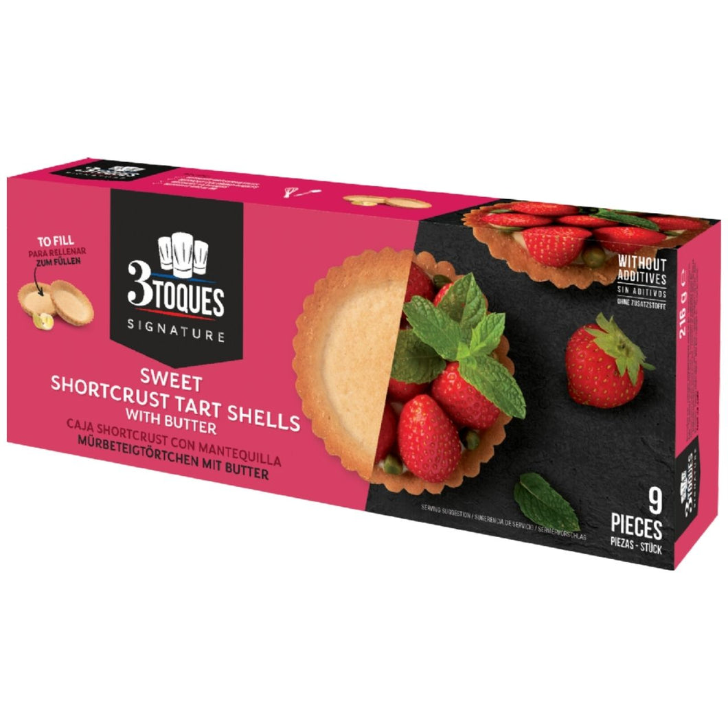 3 Toques 9 Sweet Shortcrust Tart Shells 216g