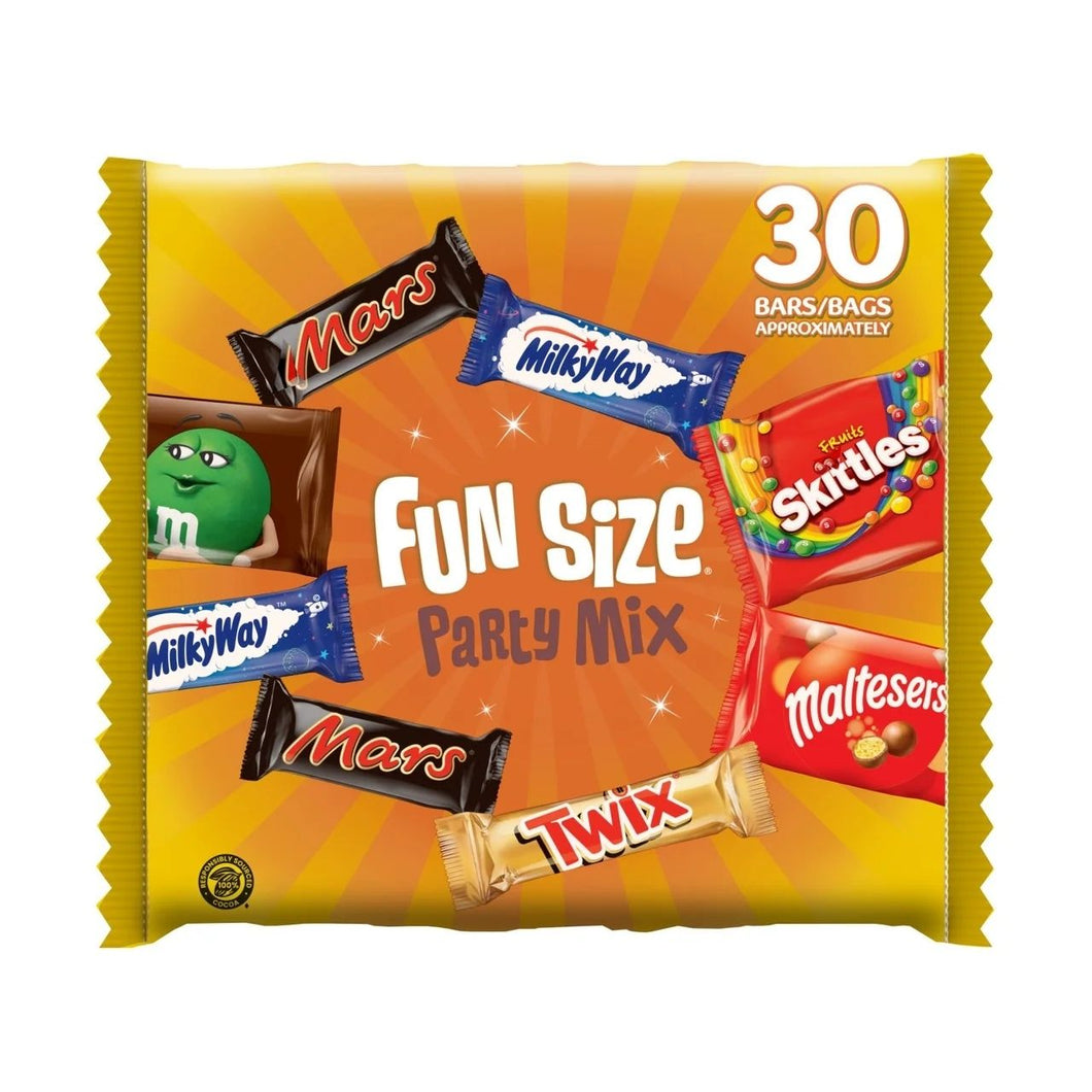Mars, Maltesers, M&M's, Twix and more Funsize Milk Chocolate Party Bag 30 per Pack
