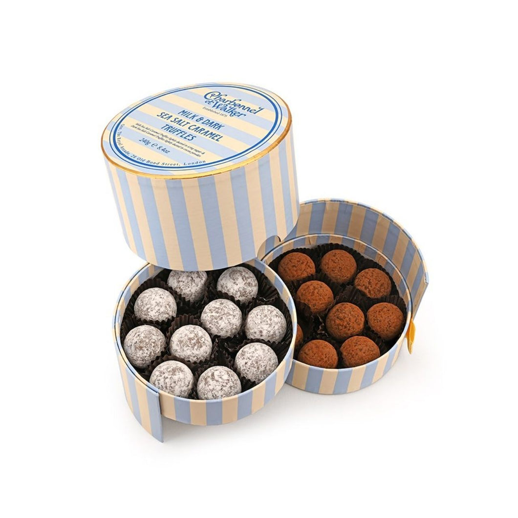 Charbonnel et Walker Milk and Dark Sea Salt Caramel Striped Box – 240g
