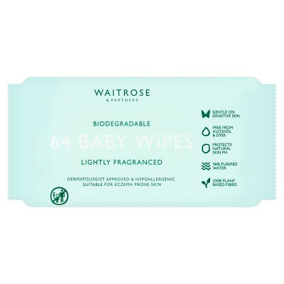 Waitrose Lightly Fragranced Baby Wipes 64 per pack