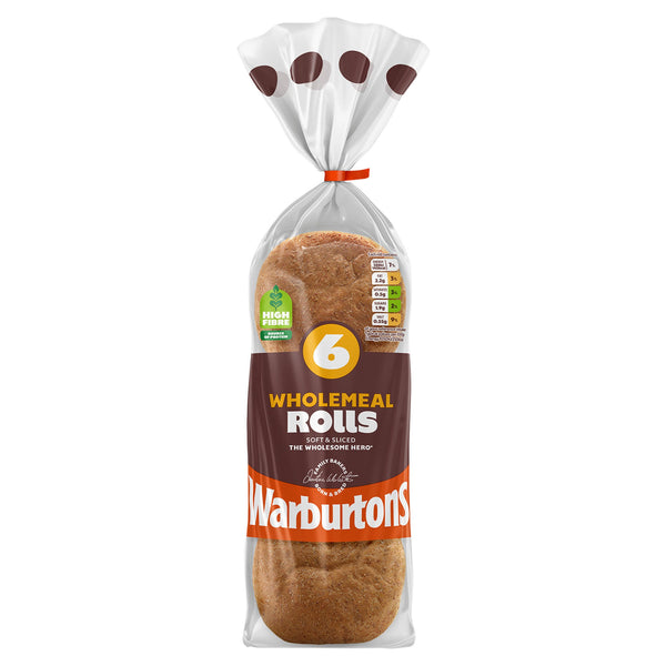 Warburtons 6 Wholemeal Rolls